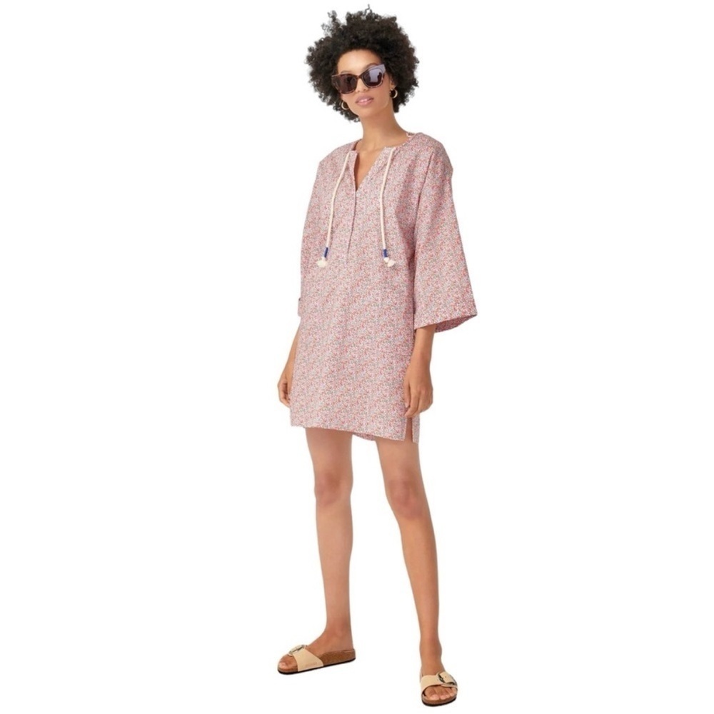 J. Crew Liberty Eloise Floral Cotton V Neck Beach Tunic Medium AY584 Coverup M
